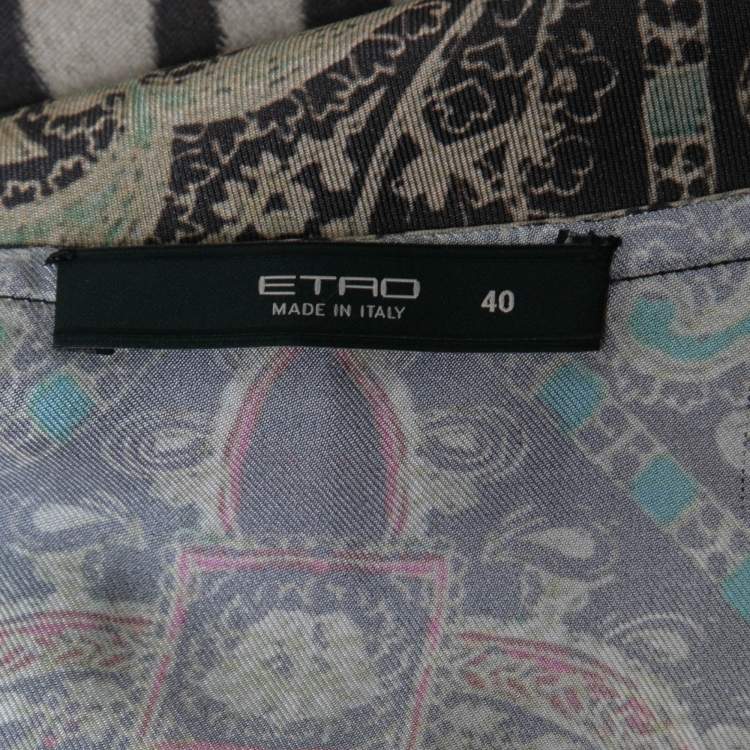 Pre Owned Etro Multicolor Printed Silk Long Sleeve Top S