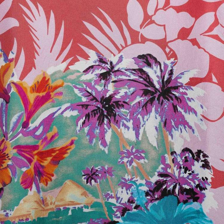 مملوكة مسبقًا Etro Pink Floral Print Silk Polo Shirt L