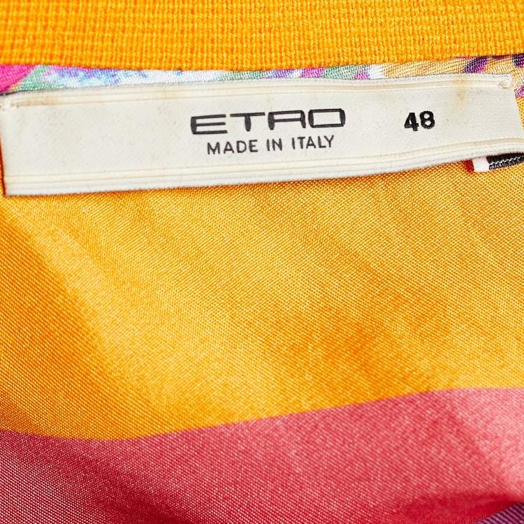 مملوكة مسبقًا Etro Pink Floral Print Silk Polo Shirt L