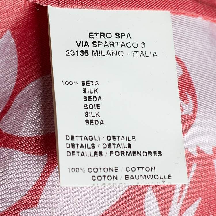 مملوكة مسبقًا Etro Pink Floral Print Silk Polo Shirt L