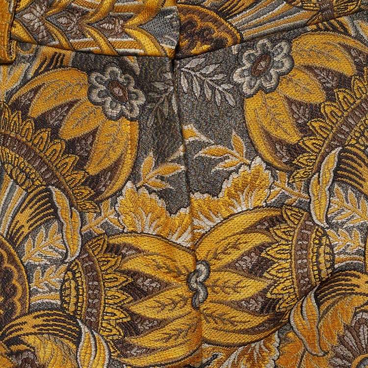 Pre Owned Etro Yellow Jacquard Trousers M
