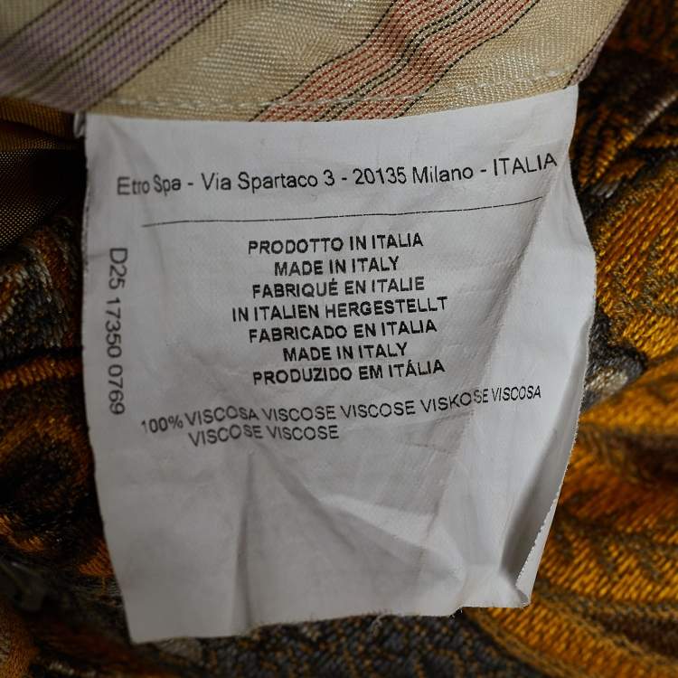 Pre Owned Etro Yellow Jacquard Trousers M