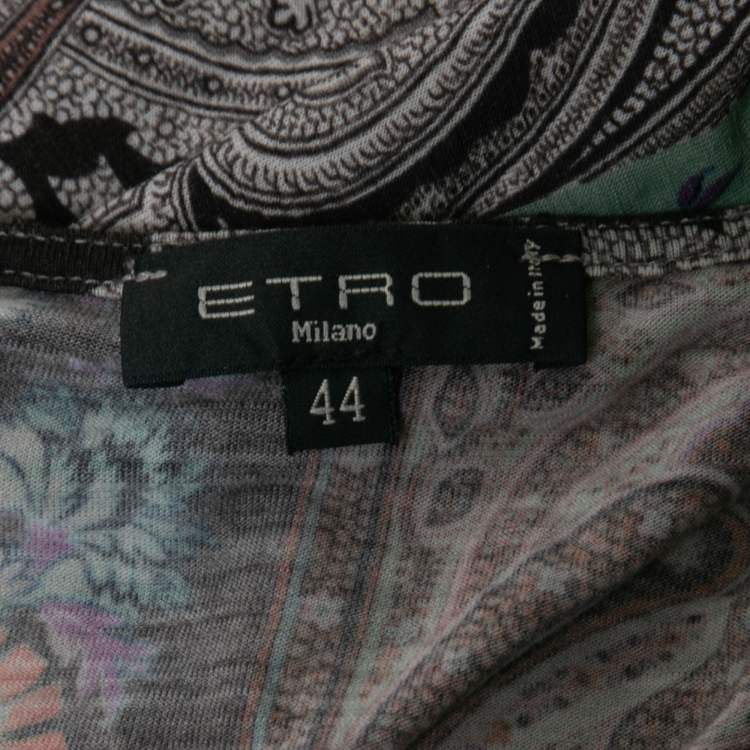 Pre Owned Etro Multicolor Paisley Print Knit Midi Dress M