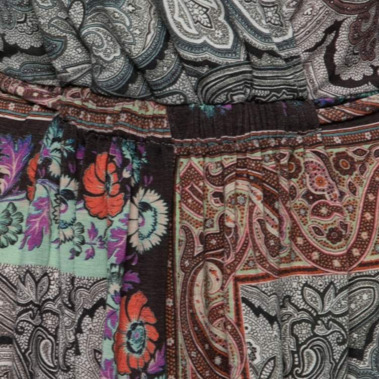 Pre Owned Etro Multicolor Paisley Print Knit Midi Dress M