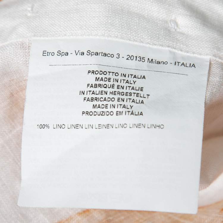 Pre Owned Etro White Pizza Printed Linen Long-Sleeve Shirt S