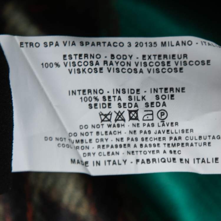 Pre Owned Etro Black Printed Paneled Crepe & Satin Long Sleeve Dress M