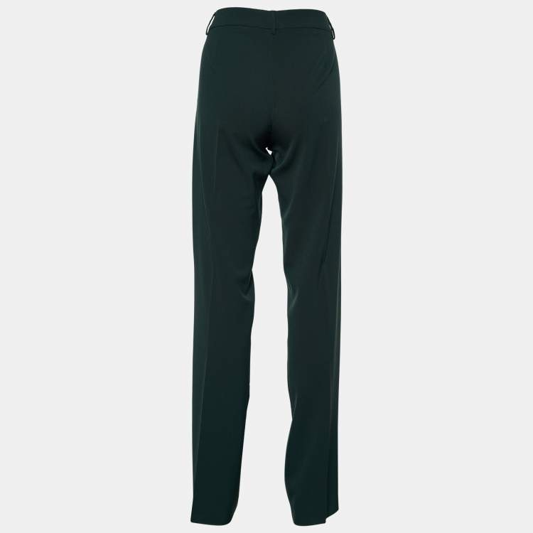Pre Owned Etro Dark Green Wool Blend Regular Fit Trousers M