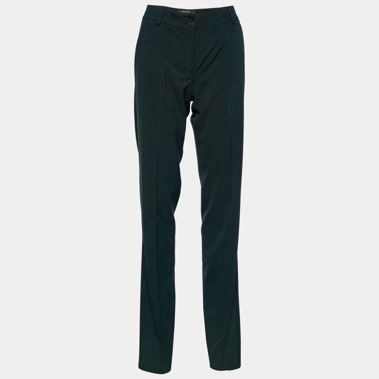 Pre Owned Etro Dark Green Wool Blend Regular Fit Trousers M