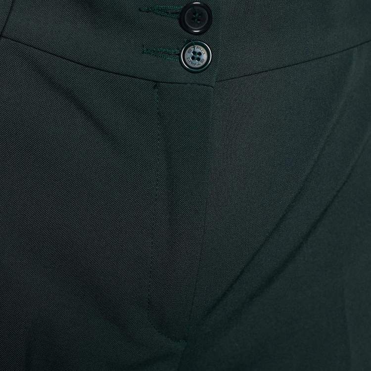 Pre Owned Etro Dark Green Wool Blend Regular Fit Trousers M