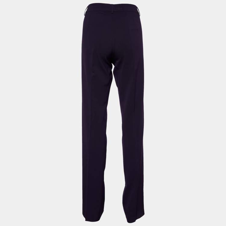 Pre Owned Etro Purple Wool Blend Regular Fit  Trousers M