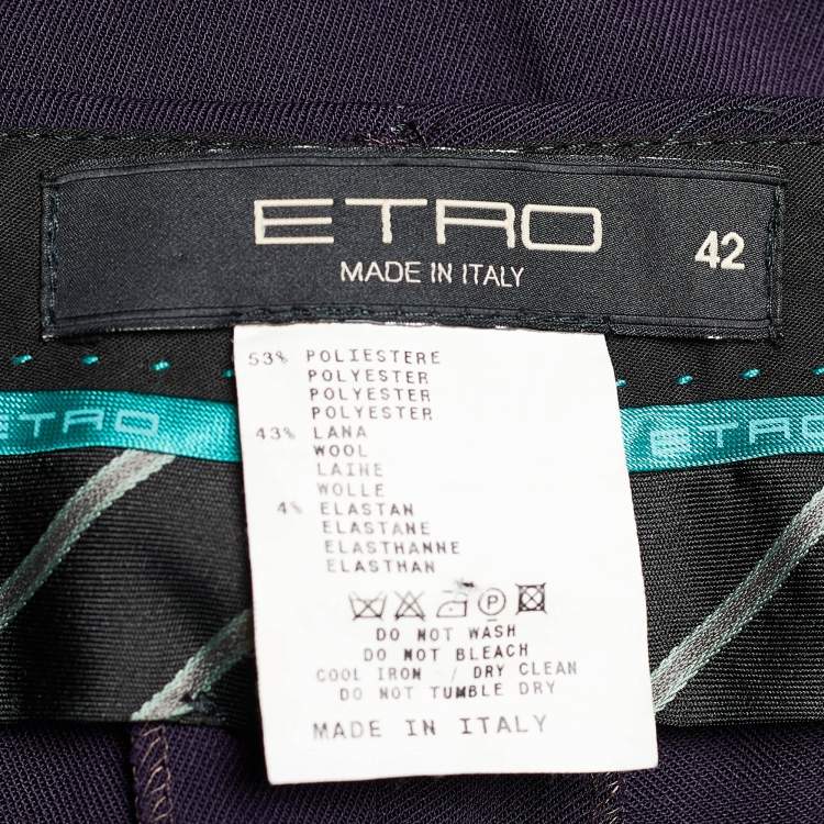 Pre Owned Etro Purple Wool Blend Regular Fit  Trousers M