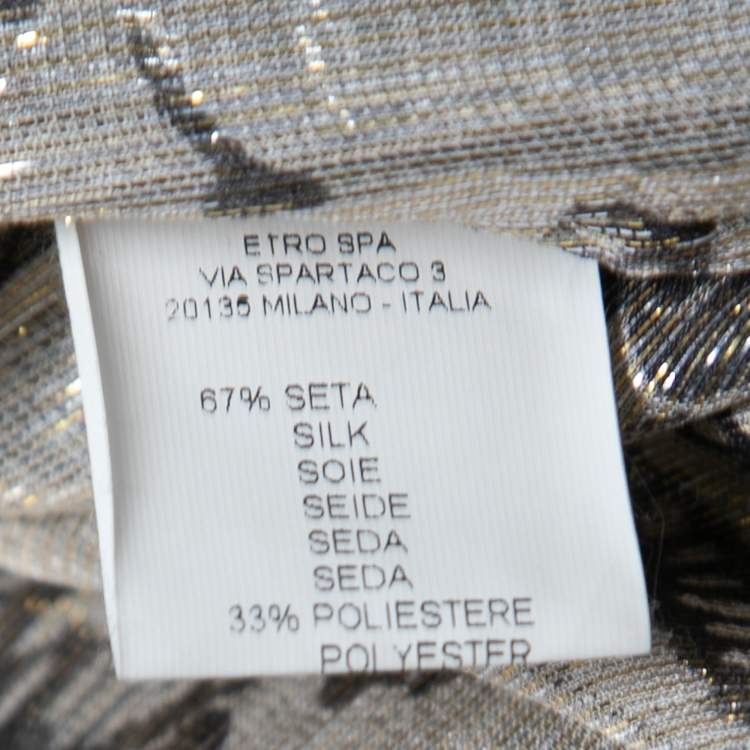 مملوكة مسبقًا Etro Gold Metallic Floral Print Silk Wrap Blouse M
