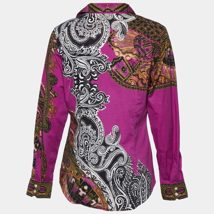 Pre Owned Etro Multicolor Printed Cotton Button Front Shirt L