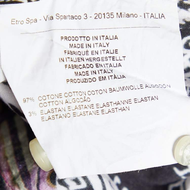 Pre Owned Etro Multicolor Printed Cotton Button Front Shirt L