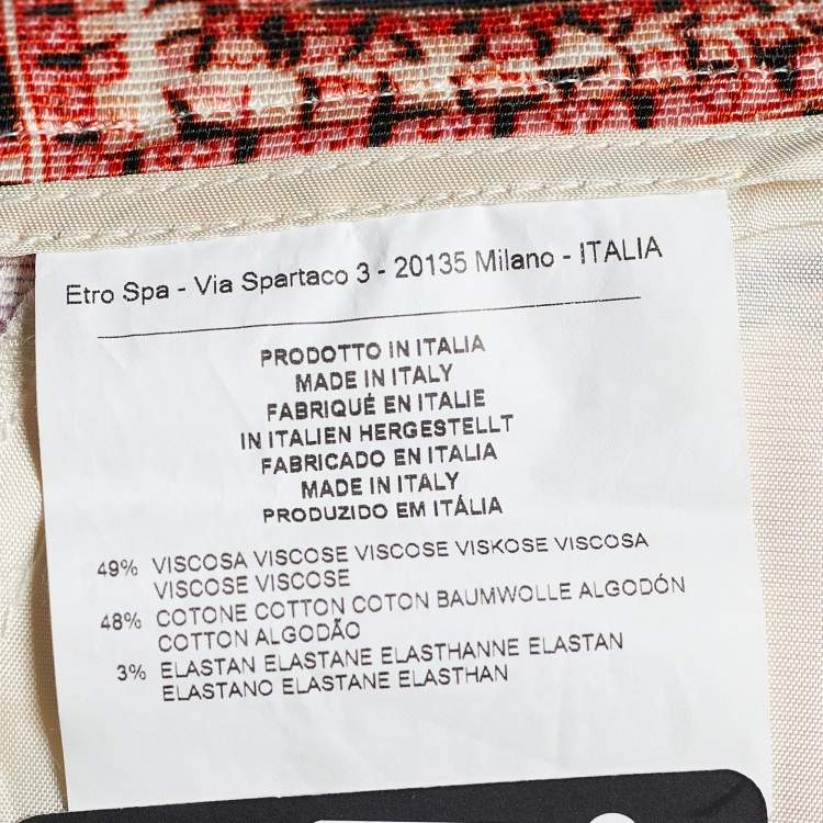 Pre Owned Etro Multicolor Cotton Blend Paisley Print Tapered Pants L