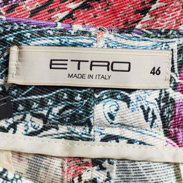 Pre Owned Etro Multicolor Cotton Blend Paisley Print Tapered Pants L