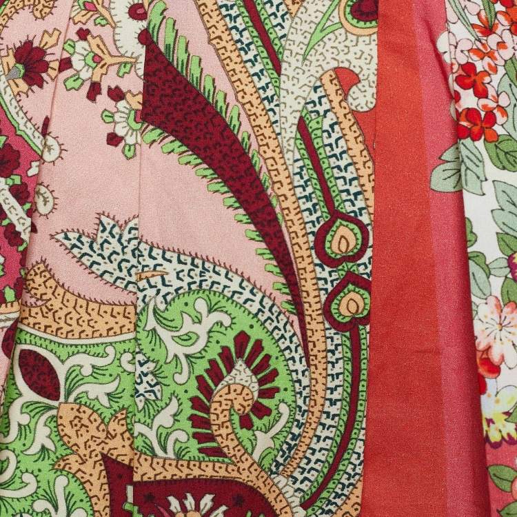 Pre Owned Etro Multicolor Paisley Print Poplin Midi Skirt L