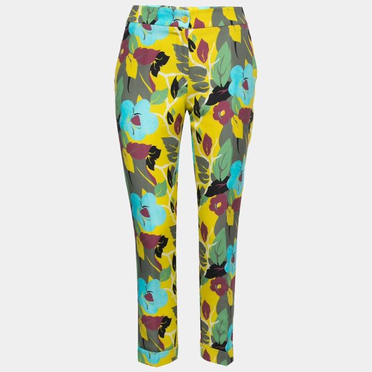 Etro Yellow Floral Print Cotton Trousers M Etro | The Luxury Closet