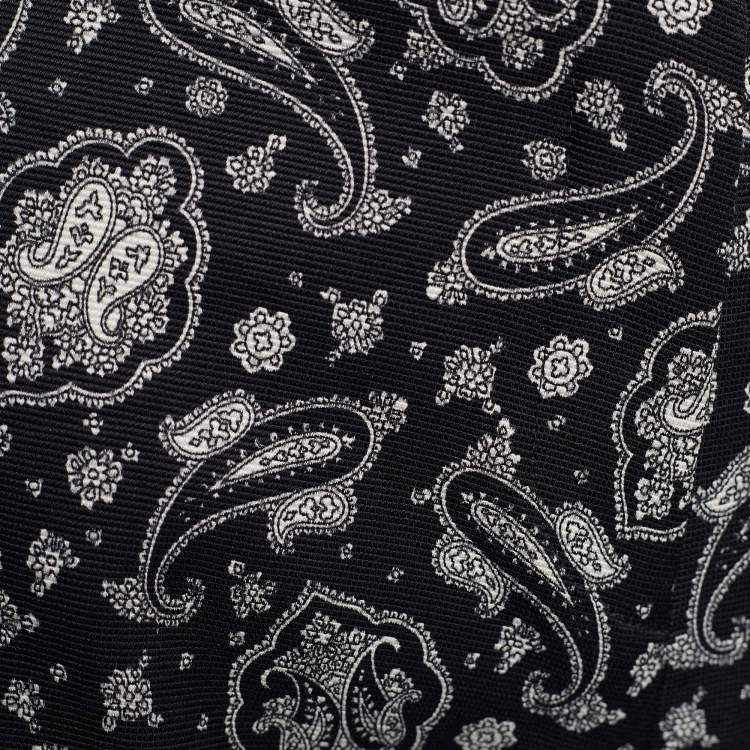 Pre Owned Etro Black Paisley Print Ribbed Tapered Pants L