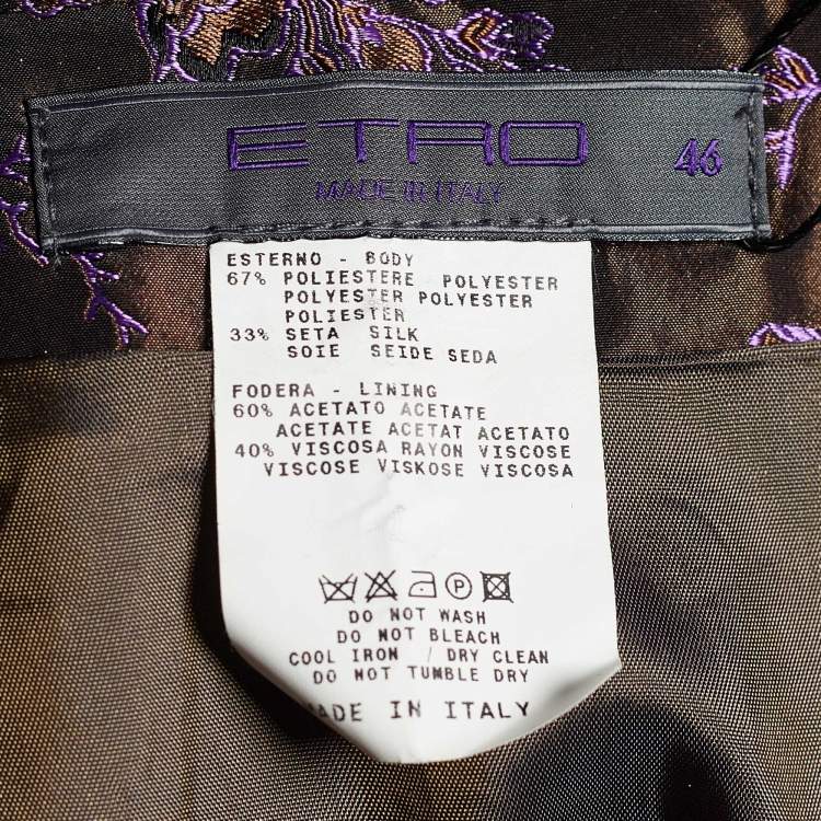 Pre Owned Etro Brown & Purple Silk Blend Brocade Skirt L