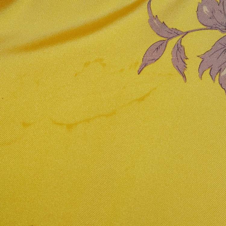 Pre Owned Etro Yellow Floral Print Silk Sleeveless Blouse L