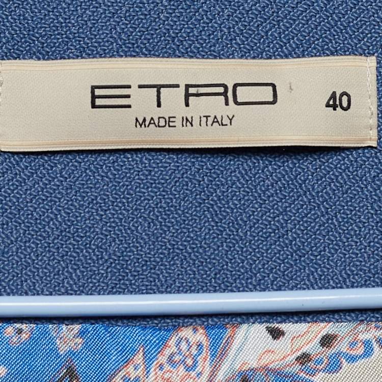 Pre Owned Etro Blue Copper Chain Detail Open Cardigan S