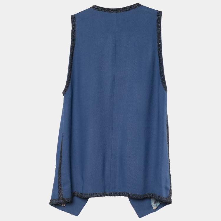 Pre Owned Etro Blue Copper Chain Detail Open Cardigan S