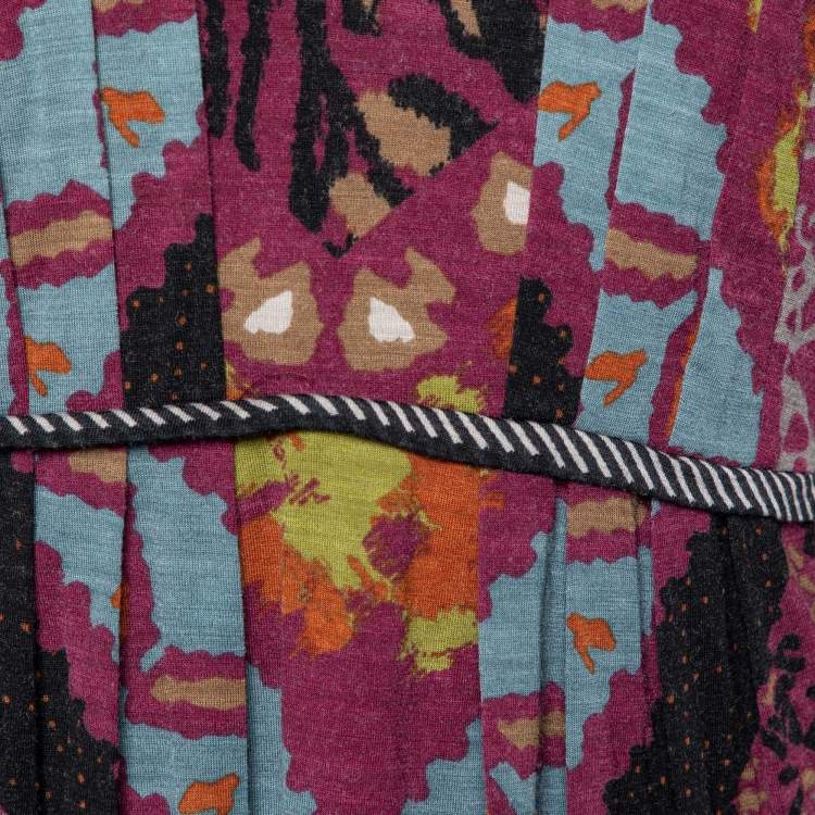 Pre Owned Etro Purple Floral Print Wool Blend Top L