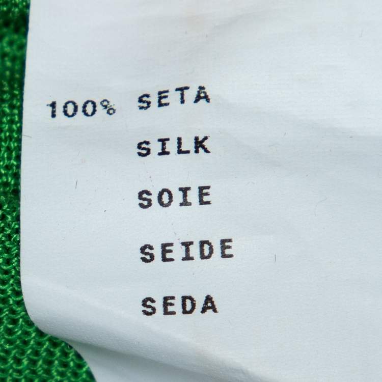 Pre Owned Etro Green Silk Knit Ruffled Top M