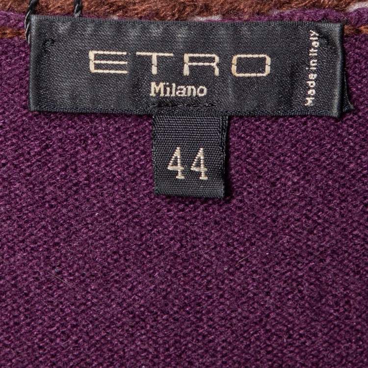 Pre Owned Etro Purple Wool Blend Crochet Detail Tank Top M