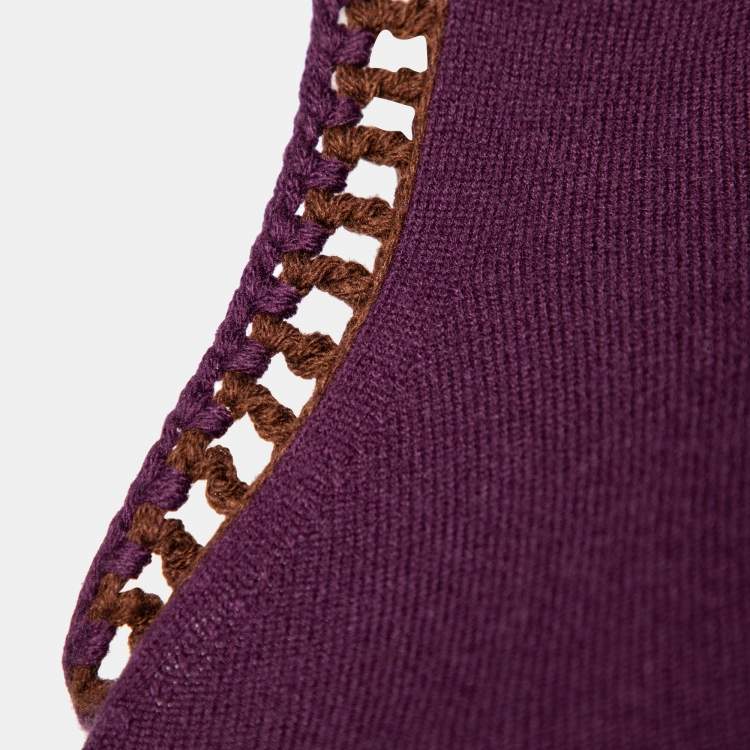 Pre Owned Etro Purple Wool Blend Crochet Detail Tank Top M