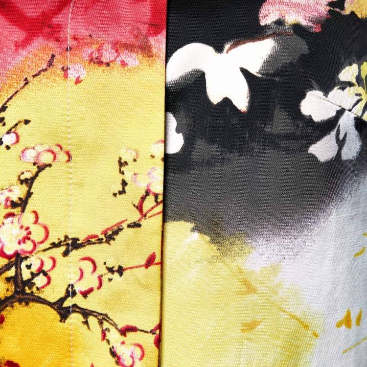 Pre Owned Etro Multicolor Floral Printed Satin Button Front Coat S