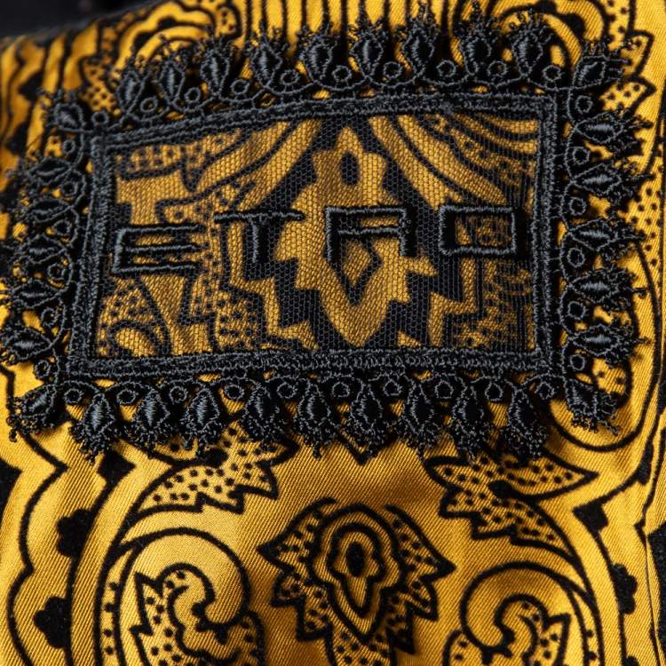 Pre Owned Etro Black Wool Embellished Detail Button Front Coat M