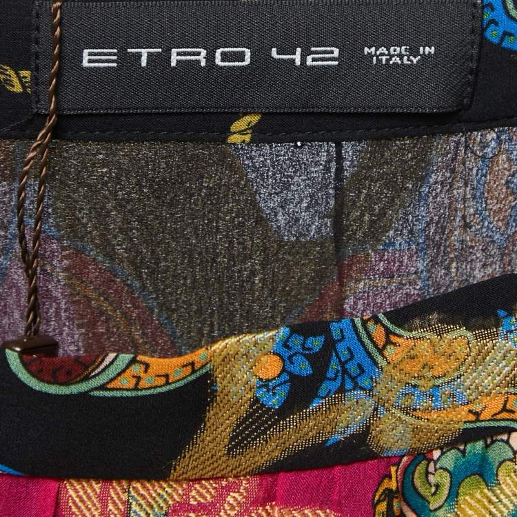 Pre Owned Etro Multicolor Floral Print Silk Blend Maxi Skirt M