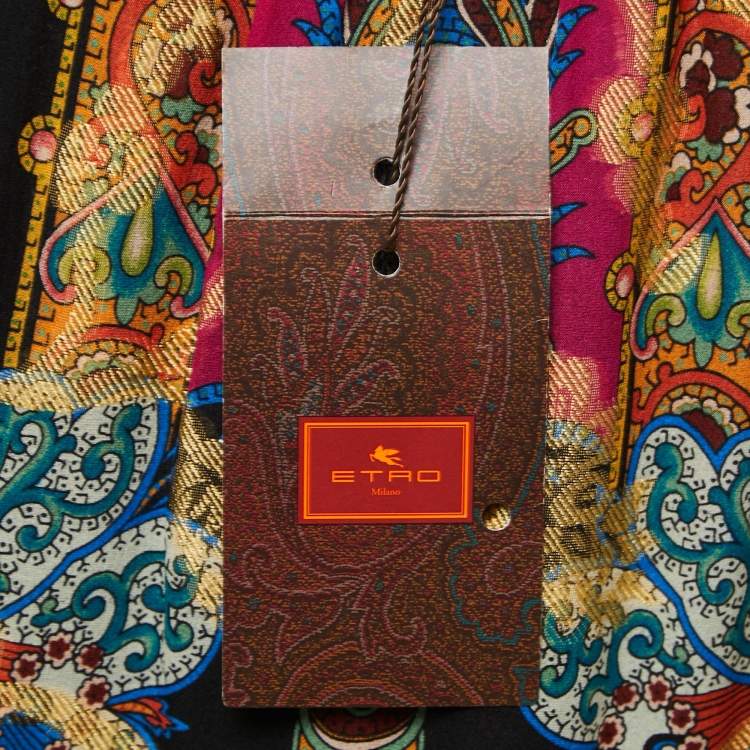Pre Owned Etro Multicolor Floral Print Silk Blend Maxi Skirt M