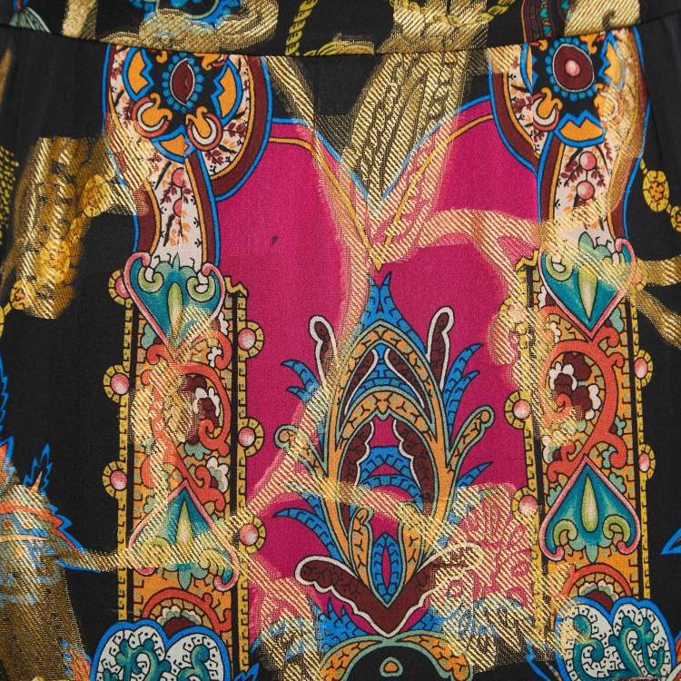 Pre Owned Etro Multicolor Floral Print Silk Blend Maxi Skirt M