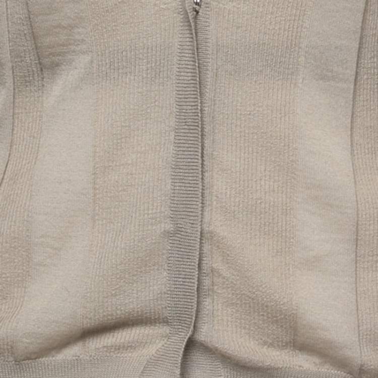 Pre Owned Etro Khaki Cashmere Knit Belted Cardigan M