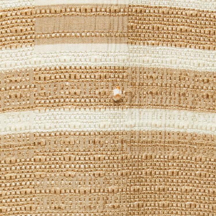 Pre Owned Etro Beige Patterned Canvas Open Front Short-Sleeve Cardigan M