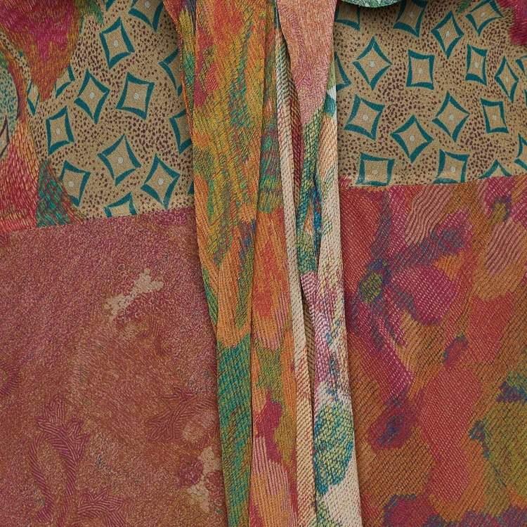 Pre Owned Etro Multicolor Printed Silk Ruffle Detail Maxi Dress M