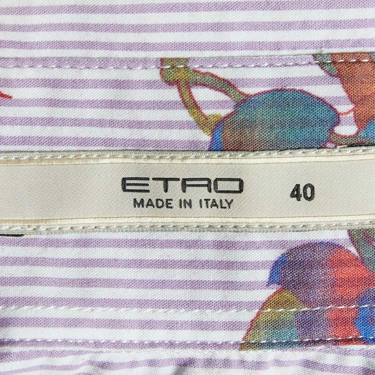 مملوكة مسبقًا Etro Light Purple Floral Printed Cotton Button Front Shirt S