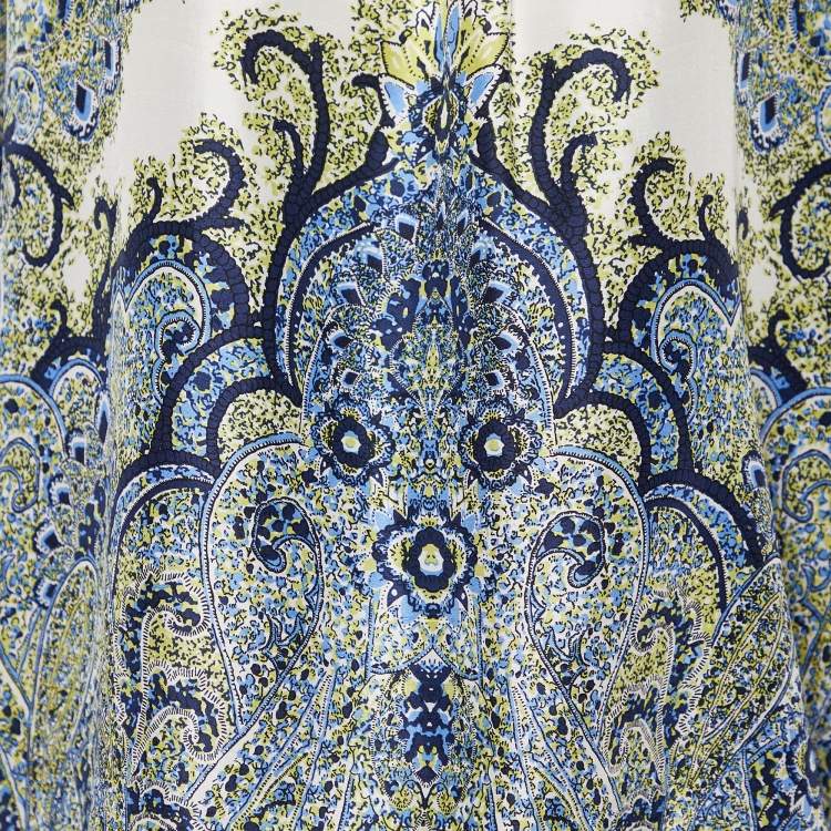 Pre Owned Etro White Paisley Printed Silk Top M