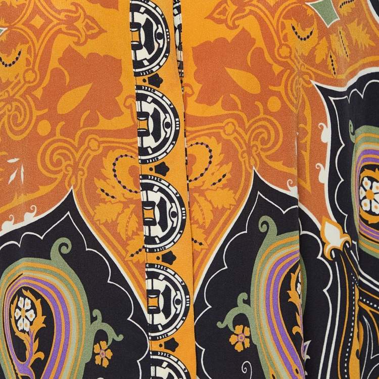 Pre Owned Etro Multicolor Printed Silk Button Front Shirt L