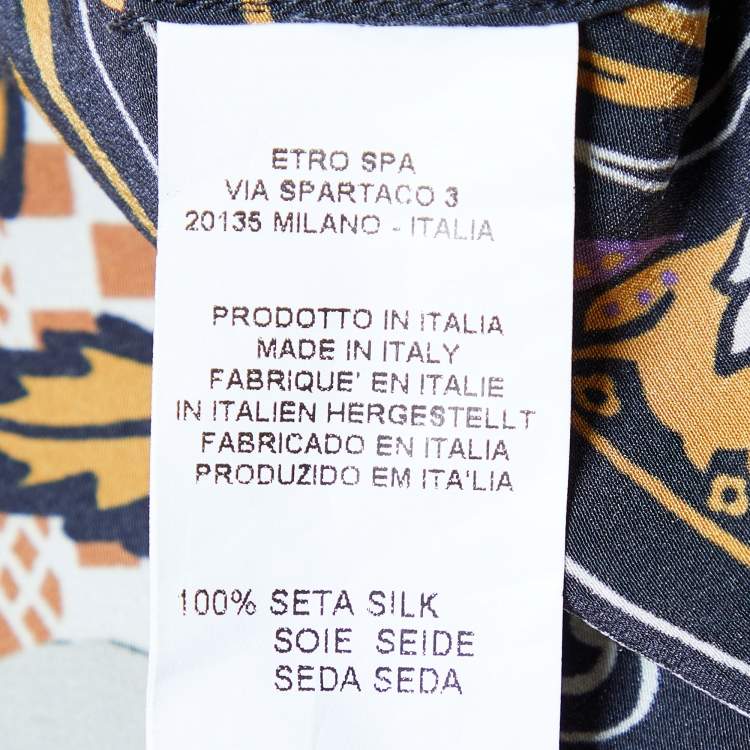 Pre Owned Etro Multicolor Printed Silk Button Front Shirt L