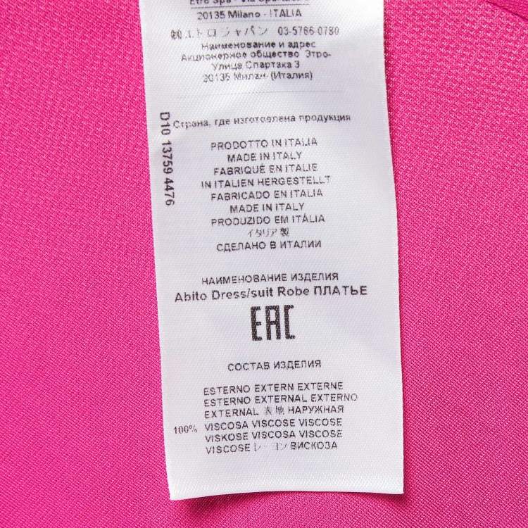 Pre Owned Etro Multicolor Printed Jersey Patchwork Tie Neck Detail Midi Dress S