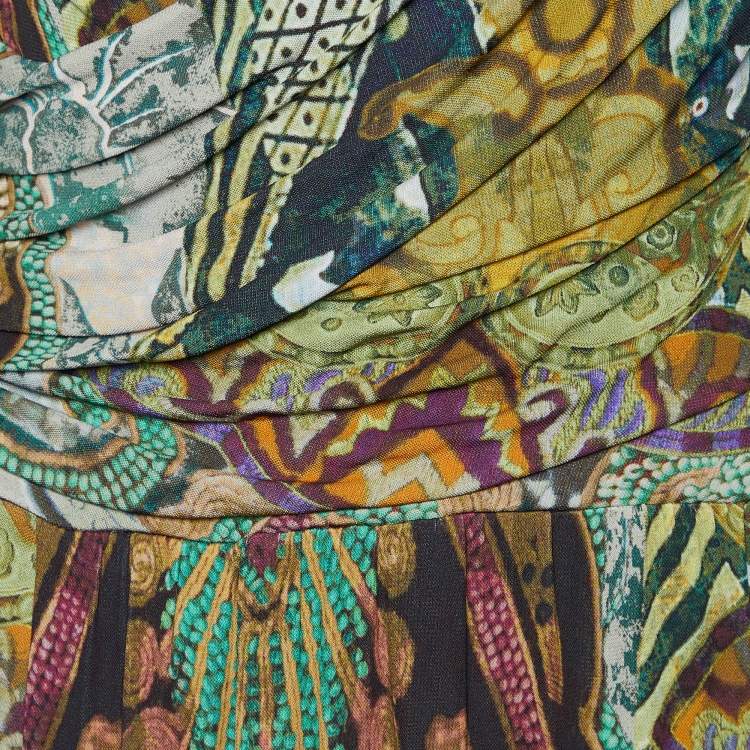 Pre Owned Etro Multicolor Printed Jersey Draped Midi Dress M