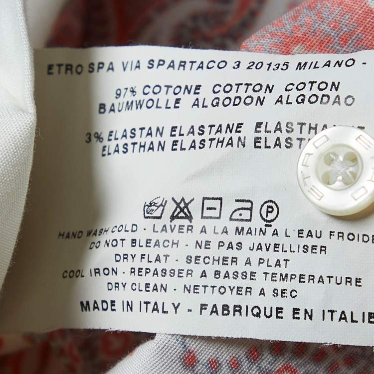 Pre Owned Etro White Paisley Printed Cotton Button Front Shirt M