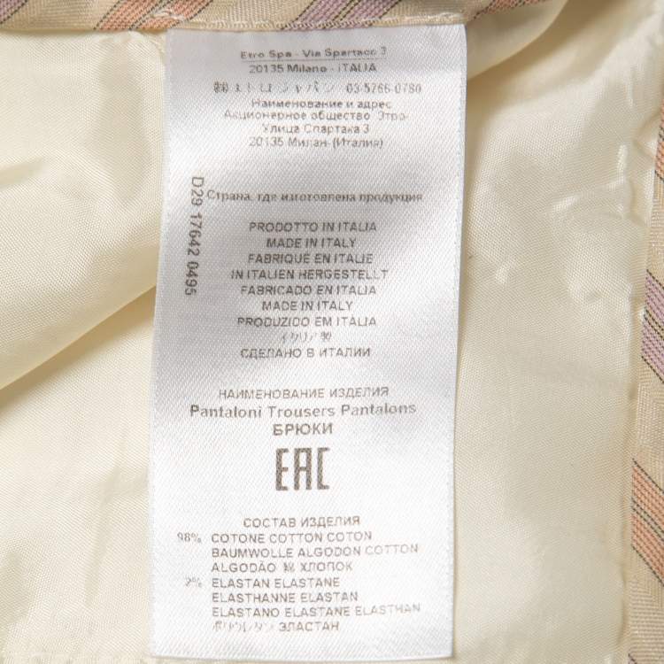 Pre Owned Etro Cream Cotton Straight Fit Trousers S