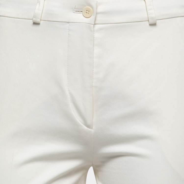 Pre Owned Etro Cream Cotton Straight Fit Trousers S