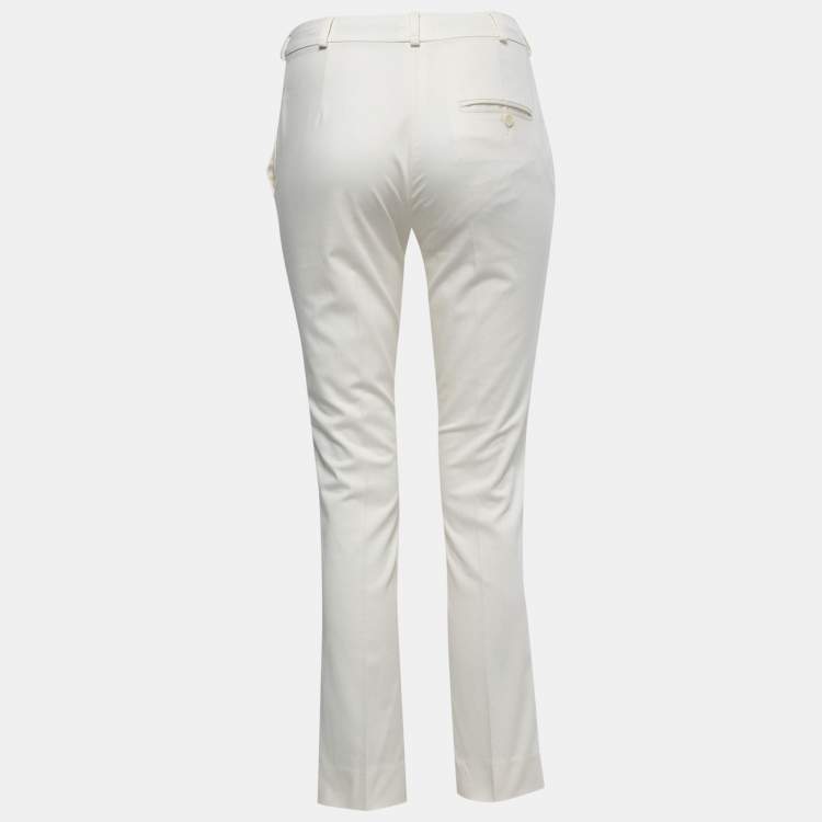 Pre Owned Etro Cream Cotton Straight Fit Trousers S