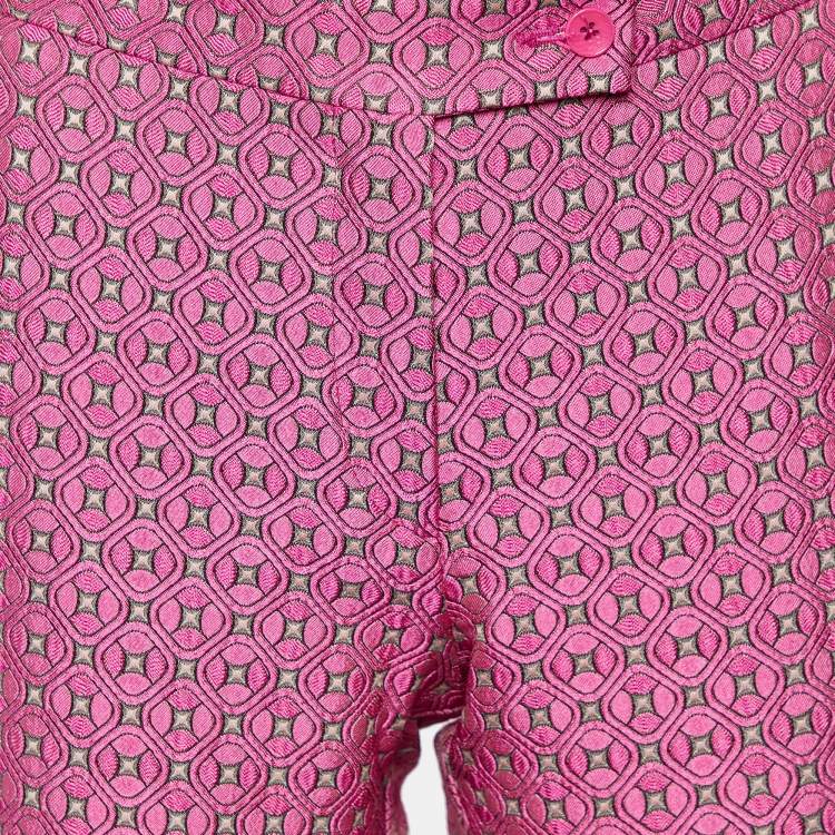 Pre Owned Etro Pink Patterned Jacquard Tapered Leg Pants S